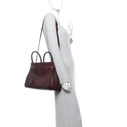 Saint Laurent Grained Calfskin Small Supple Sac De Jour Rouge Cabernet 2 of 13