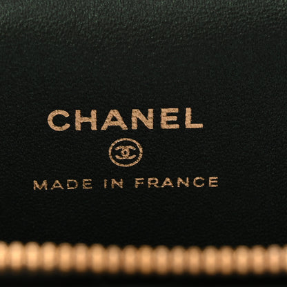 Chanel Iridescent Lambskin Quilted Mini Top Handle Vanity Case With Chain Dark Green 6 of 10