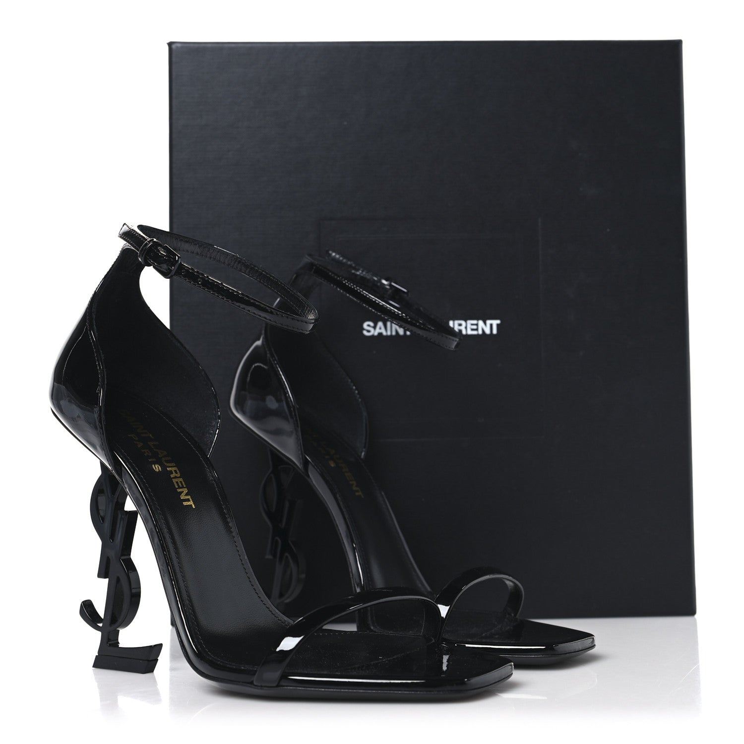 Saint Laurent Patent Calfskin Opyum 110 Sandals 36 Black 9 of 9