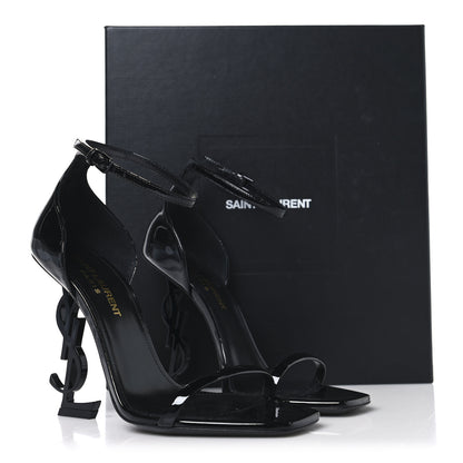Saint Laurent Patent Calfskin Opyum 110 Sandals 36 Black 9 of 9
