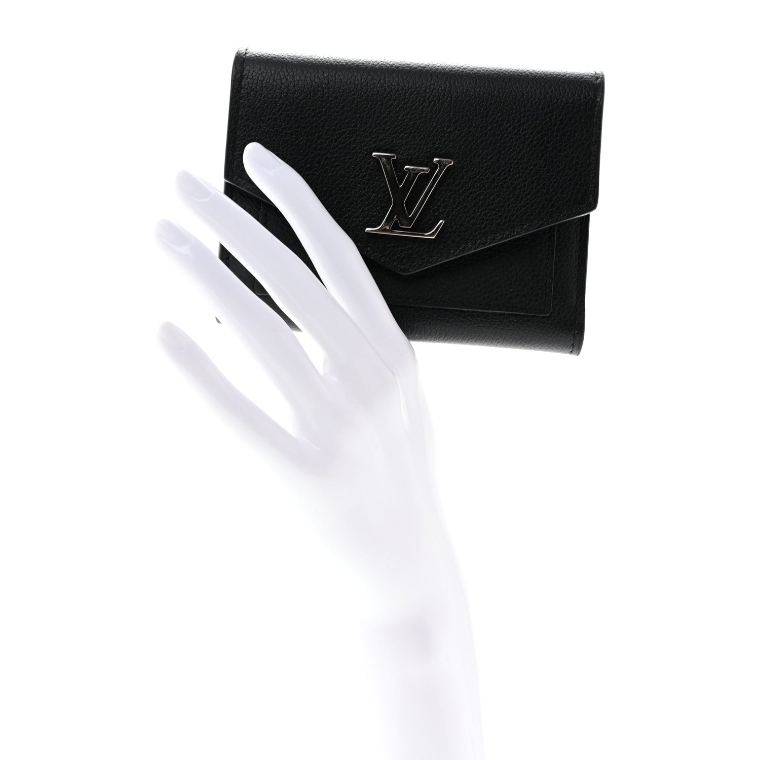 Louis Vuitton Soft Calfskin My Lockme Compact Wallet Black 2 of 6