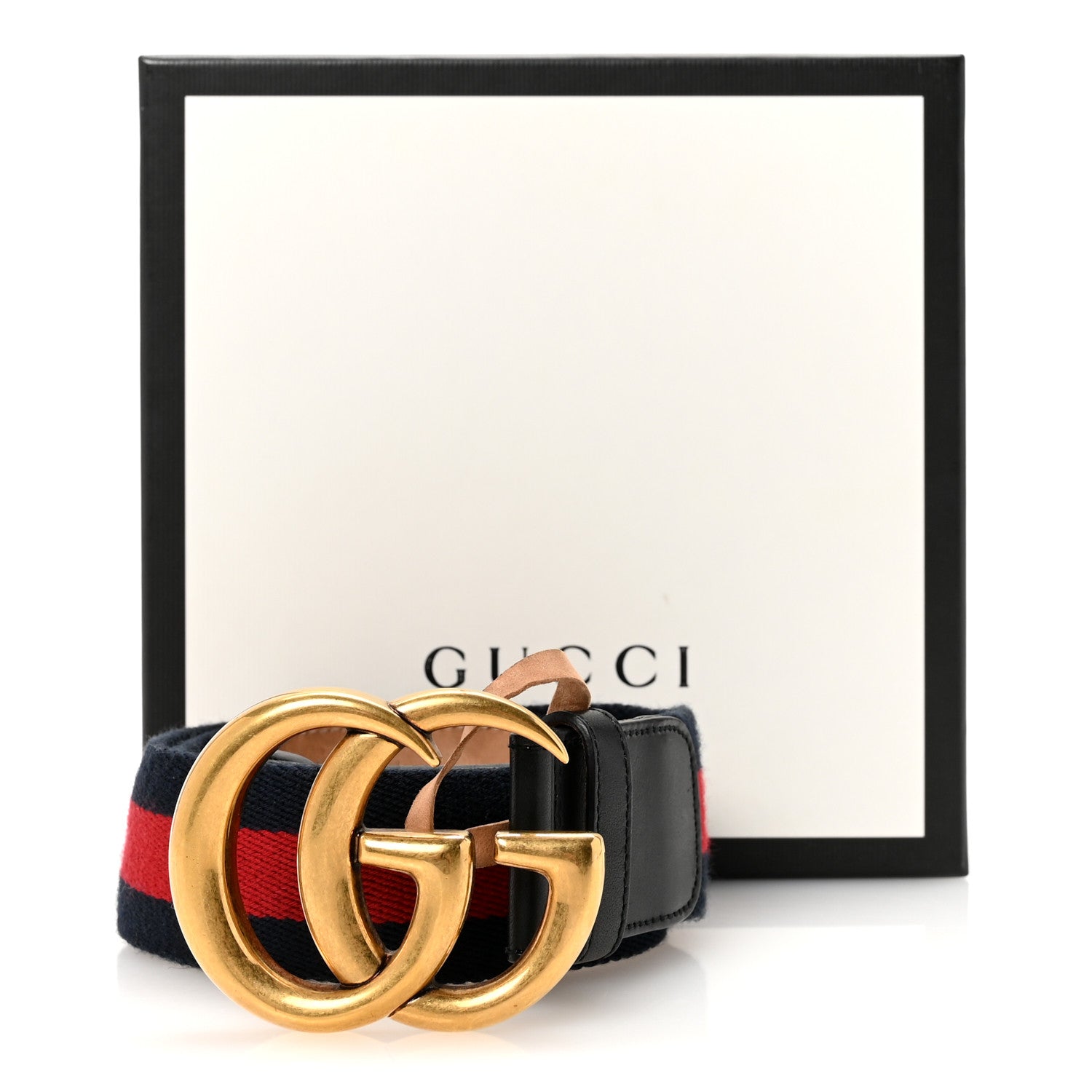 Gucci Nylon Calfskin Double G Web 40mm Belt 75 30 Blue Red Black 5 of 5