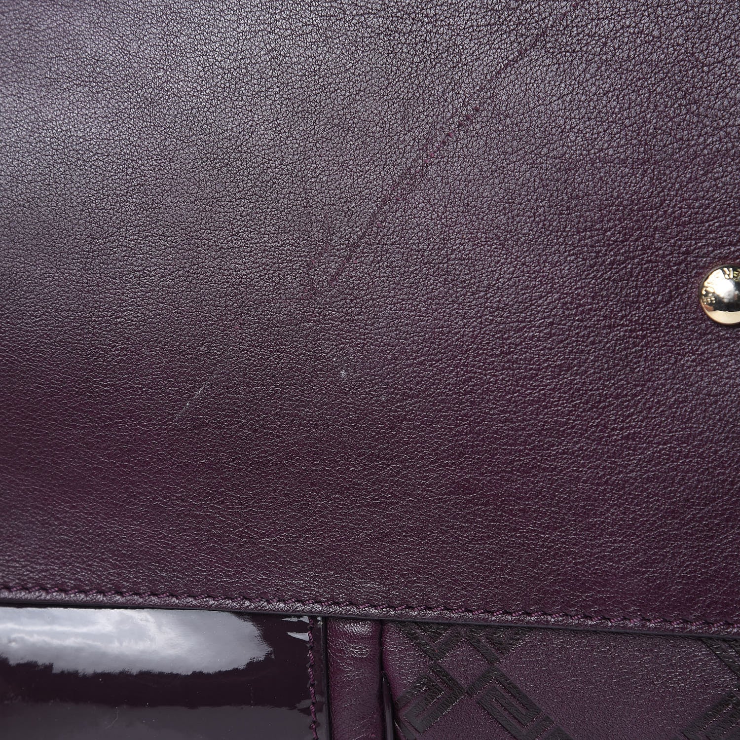 Versace Calfskin Greca Argyle Embossed Patent Medusa Bowler Satchel Purple 9 of 12