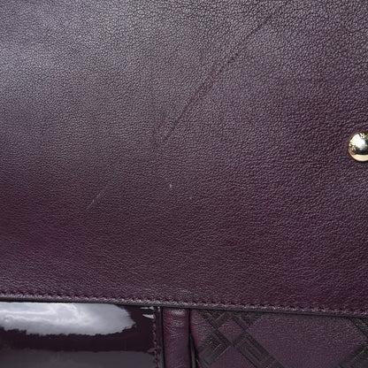 Versace Calfskin Greca Argyle Embossed Patent Medusa Bowler Satchel Purple 9 of 12