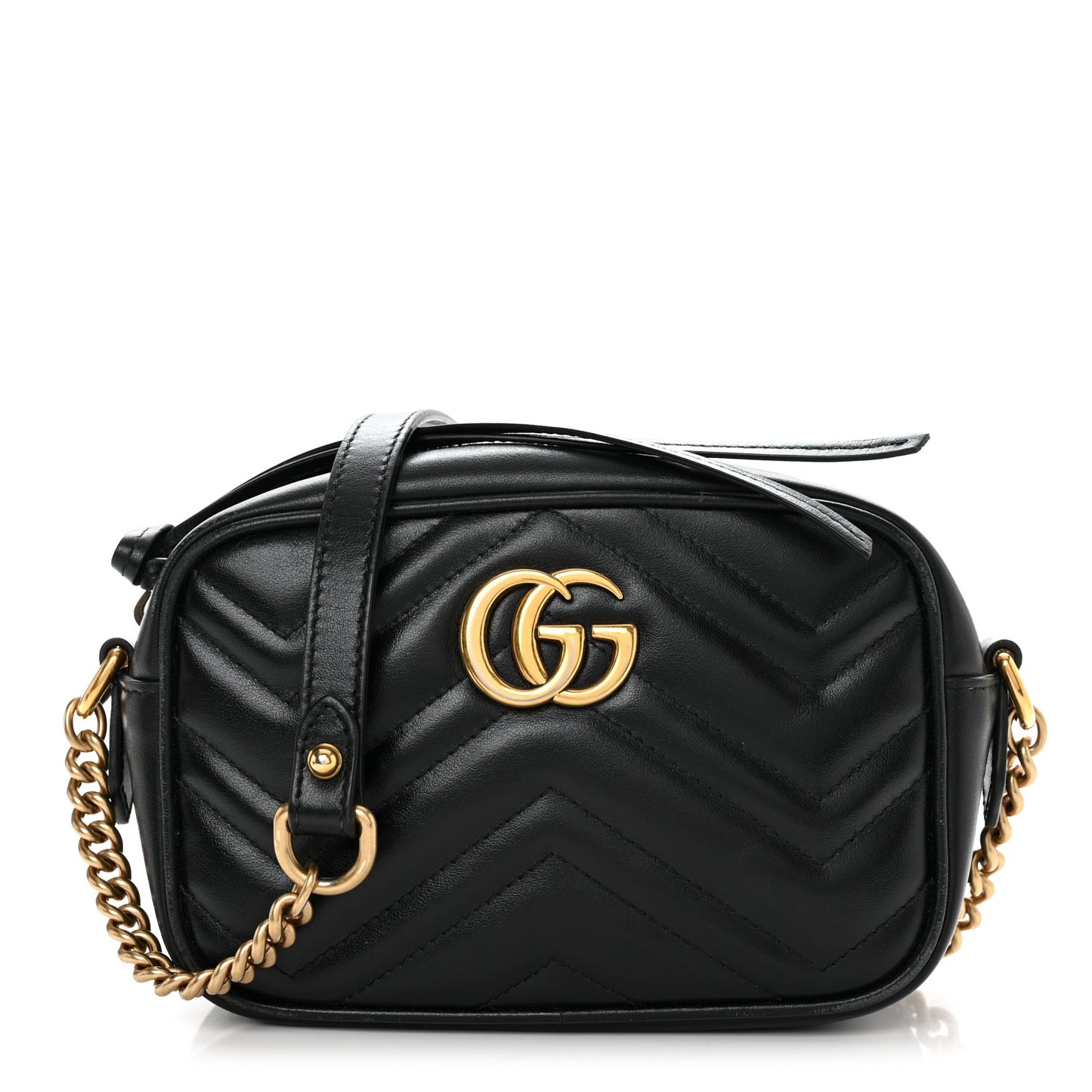 Calfskin Matelasse Mini GG Marmont Chain Shoulder Bag Black