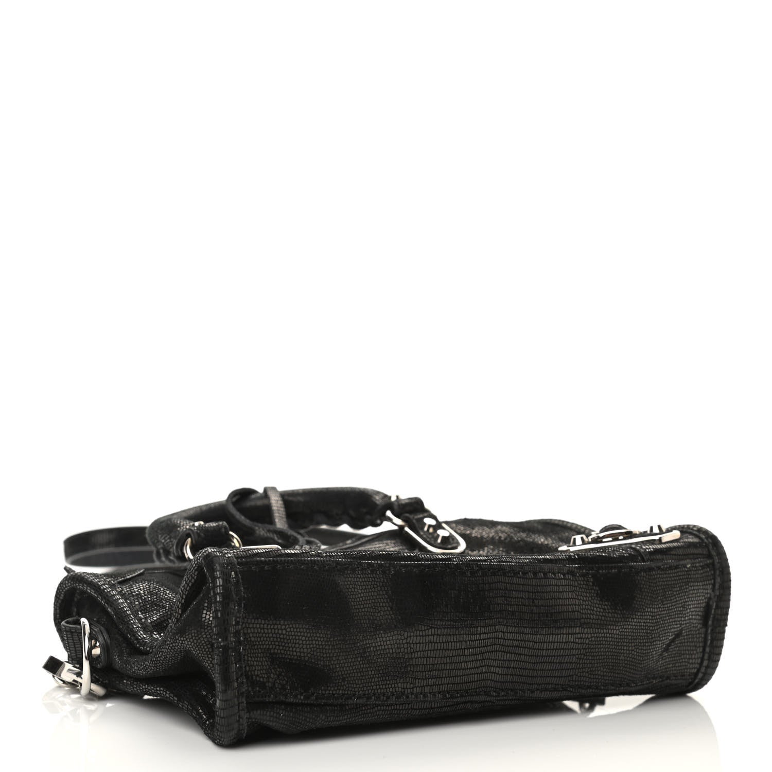 Balenciaga Lizard Embossed Agneau Silver Metallic Edge Hardware Nano City Black 4 of 10