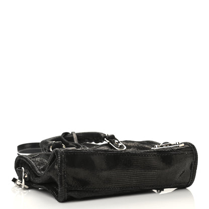 Balenciaga Lizard Embossed Agneau Silver Metallic Edge Hardware Nano City Black 4 of 10
