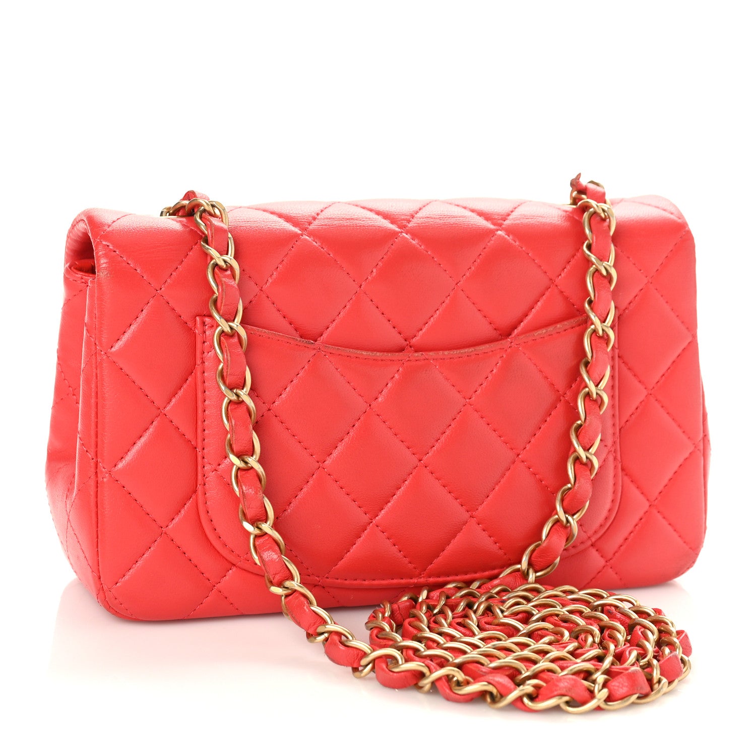 Chanel Lambskin Quilted Mini Rectangular Flap Red 3 of 9