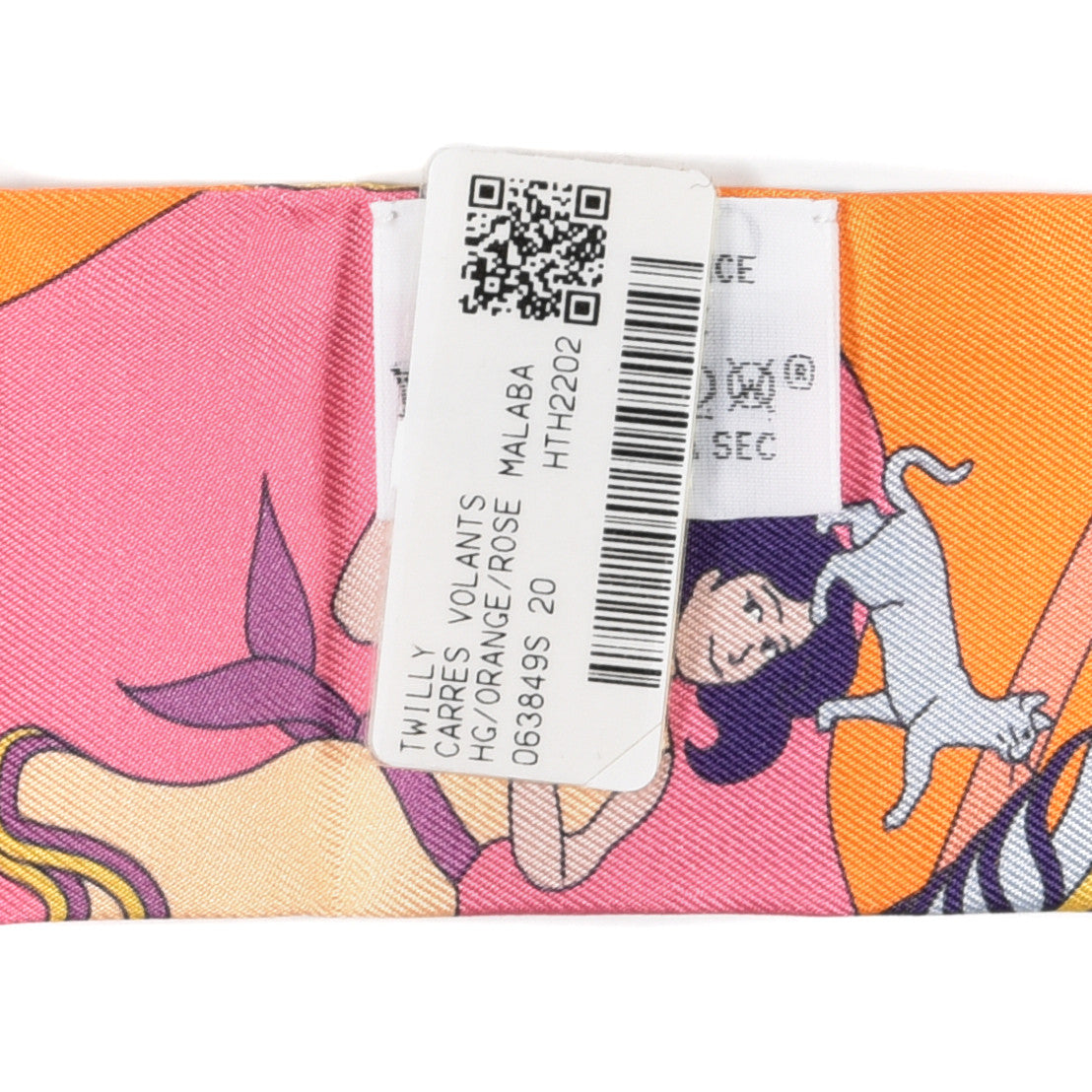 Silk Carres Volants Twilly Orange Rose Malaba