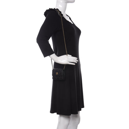 Chanel Lambskin Quilted Romance Clutch With Chain Black 2 of 12