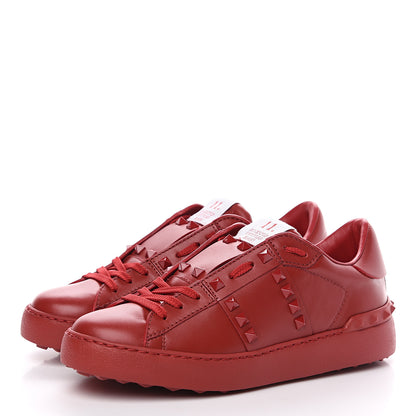 Valentino Garavani Calfskin Rockstud Untitled Open Sneakers 37.5 Red 3 of 8