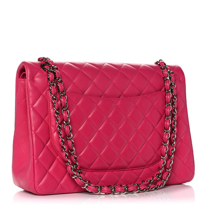 Chanel Lambskin Quilted Maxi Double Flap Dark Pink 2 of 10