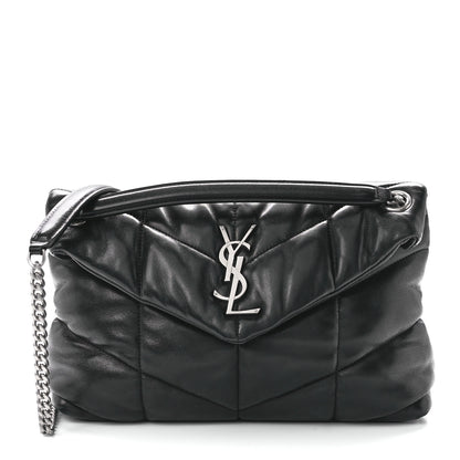 Saint Laurent Lambskin Quilted Small Loulou Puffer Monogram Chain Satchel Black 1 of 12