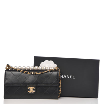 Chanel Goatskin Stitched Pearl Clutch With Chain Black 13 of 13