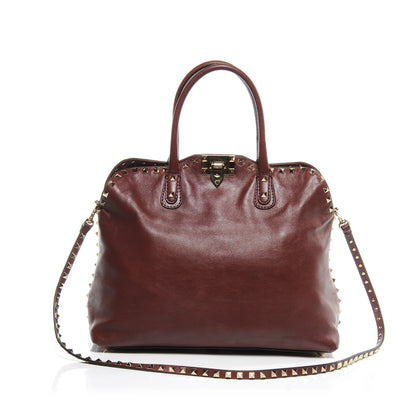 Valentino Garavani Leather Rockstud Dome Satchel Prun 1 of 7