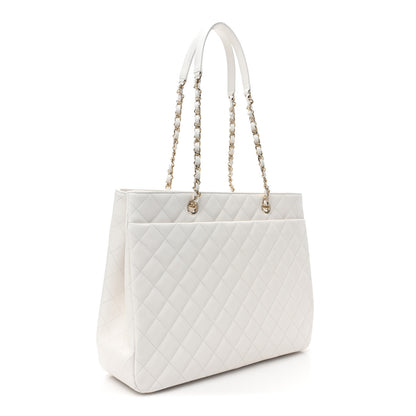 Chanel Caviar Quilted Large Classic Shopping Tote White 3 of 9