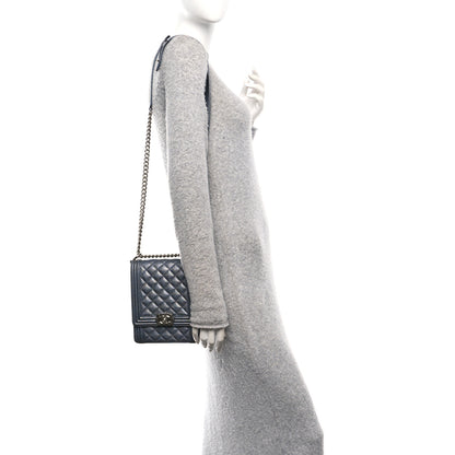 Chanel Iridescent Caviar Quilted North South Boy Flap Silver 3 of 21