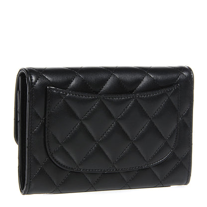 Chanel Lambskin Quilted Small Flap Wallet Black 3 of 9