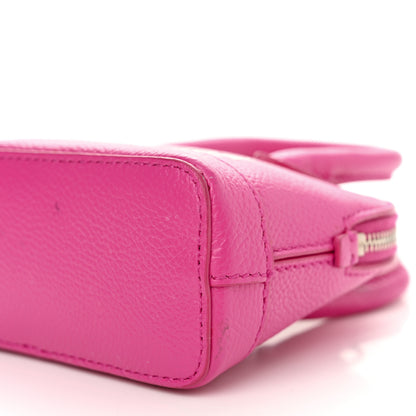 Balenciaga Grained Calfskin Logo Mini Ville Top Handle Bag Fuchsia White 10 of 13