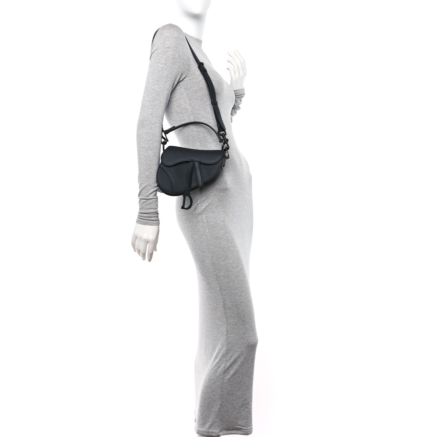 Ultra Matte Calfskin Mini Saddle Bag With Strap Black