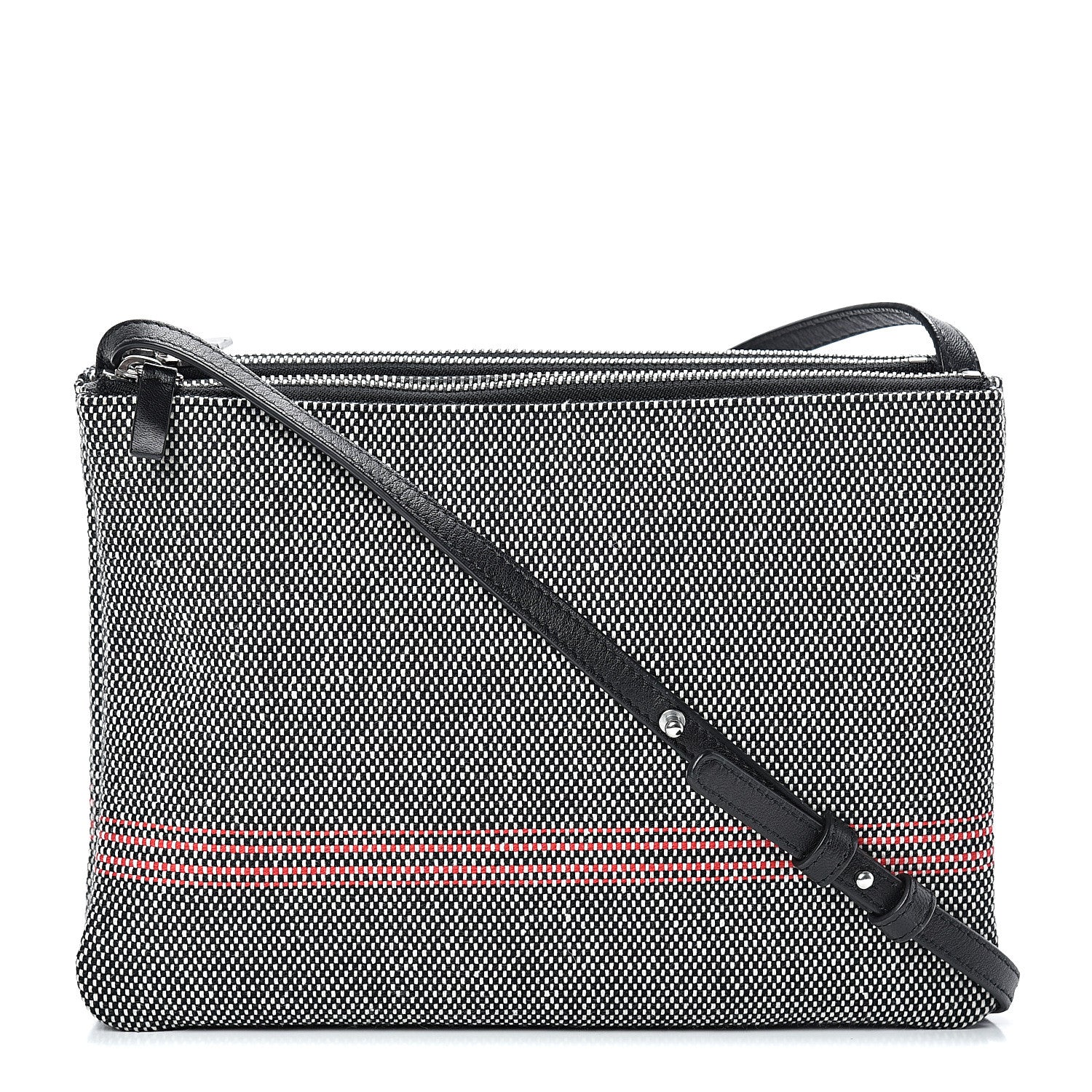 Celine Cotton Canvas Large Trio Crossbody Bag Black White 1 of 11