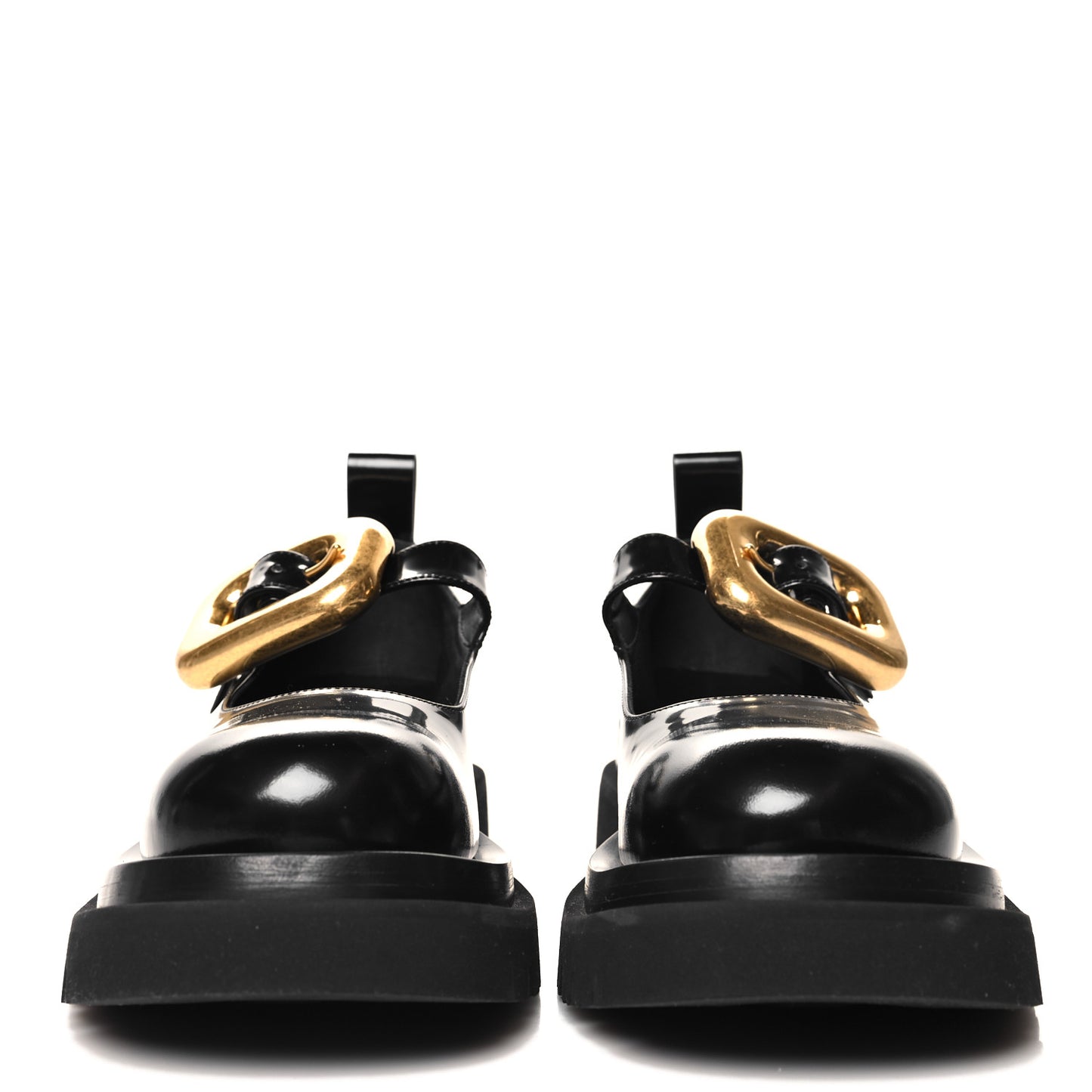 Brushed Calfskin Lug Mary-Jane Loafers 38 Black