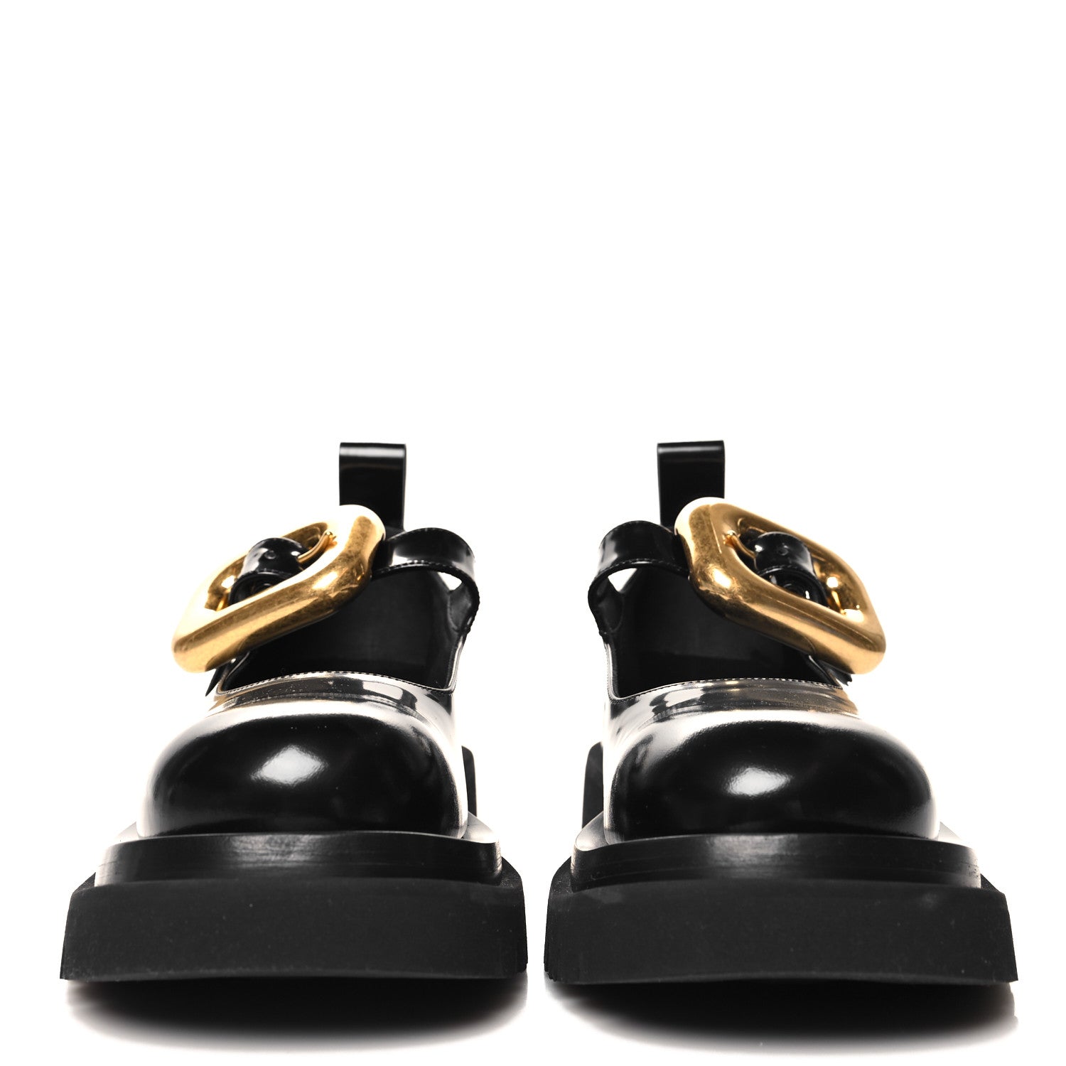 Bottega Veneta Brushed Calfskin Lug Mary-Jane Loafers 38 Black 3 of 8