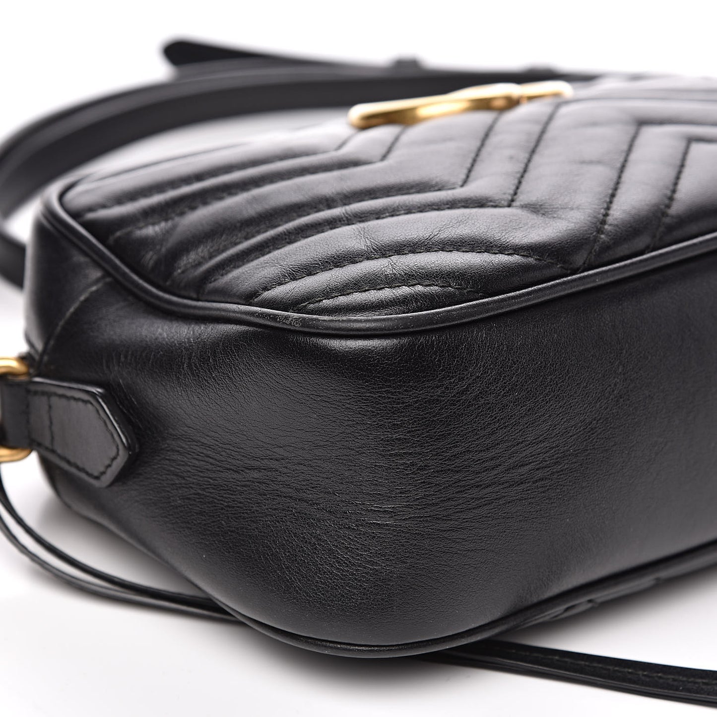 Calfskin Matelasse Small GG Marmont Chain Shoulder Bag Black