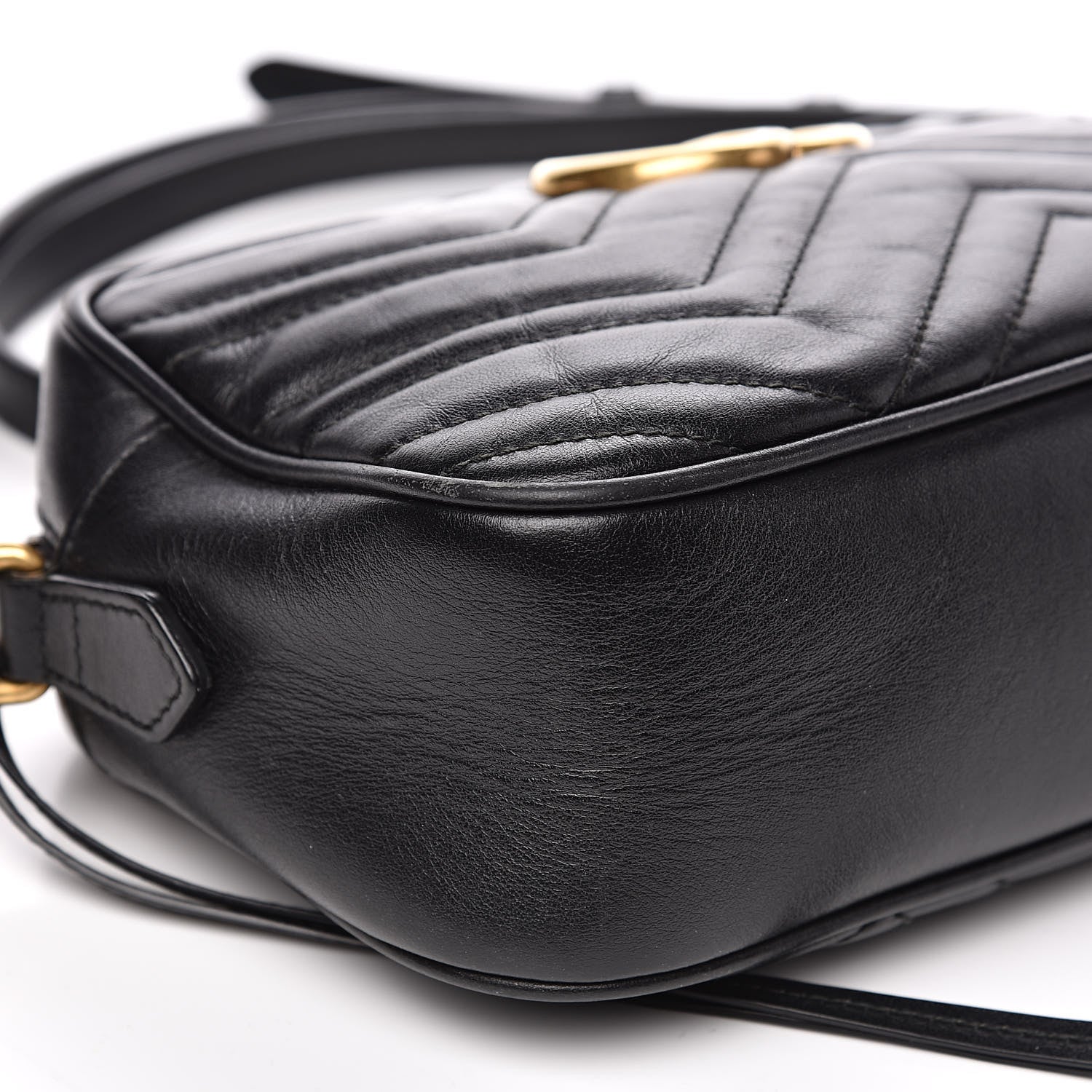 Gucci Calfskin Matelasse Small GG Marmont Chain Shoulder Bag Black 9 of 14