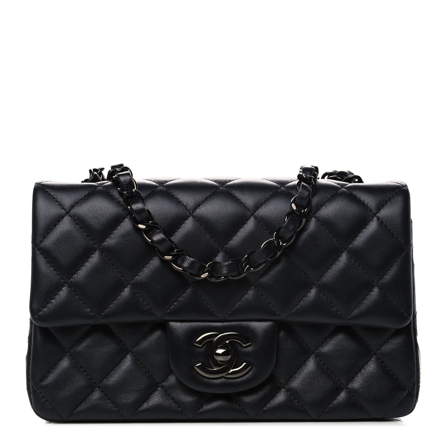 Lambskin Quilted Mini Rectangular Flap So Black