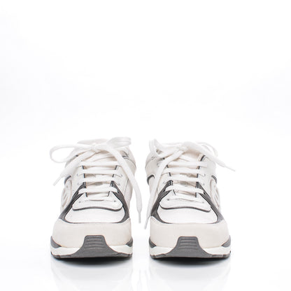 Chanel Suede Calfskin CC Sneakers 37 White Grey 3 of 10
