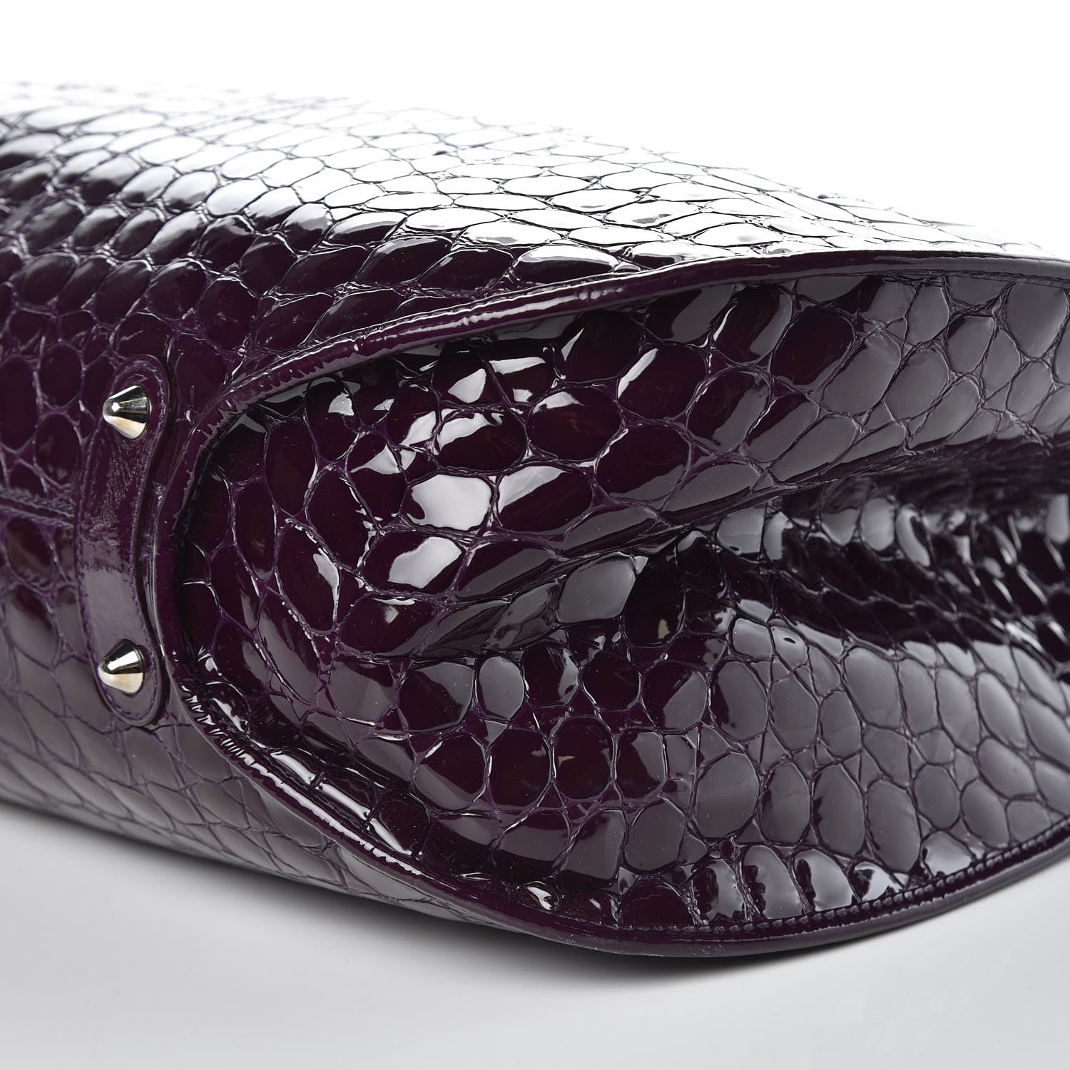 Christian Dior Patent Crocodile Embossed 61 Tote Purple 9 of 13