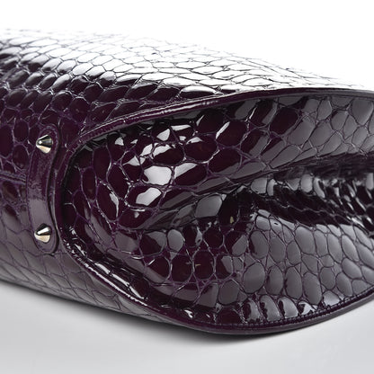 Christian Dior Patent Crocodile Embossed 61 Tote Purple 9 of 13