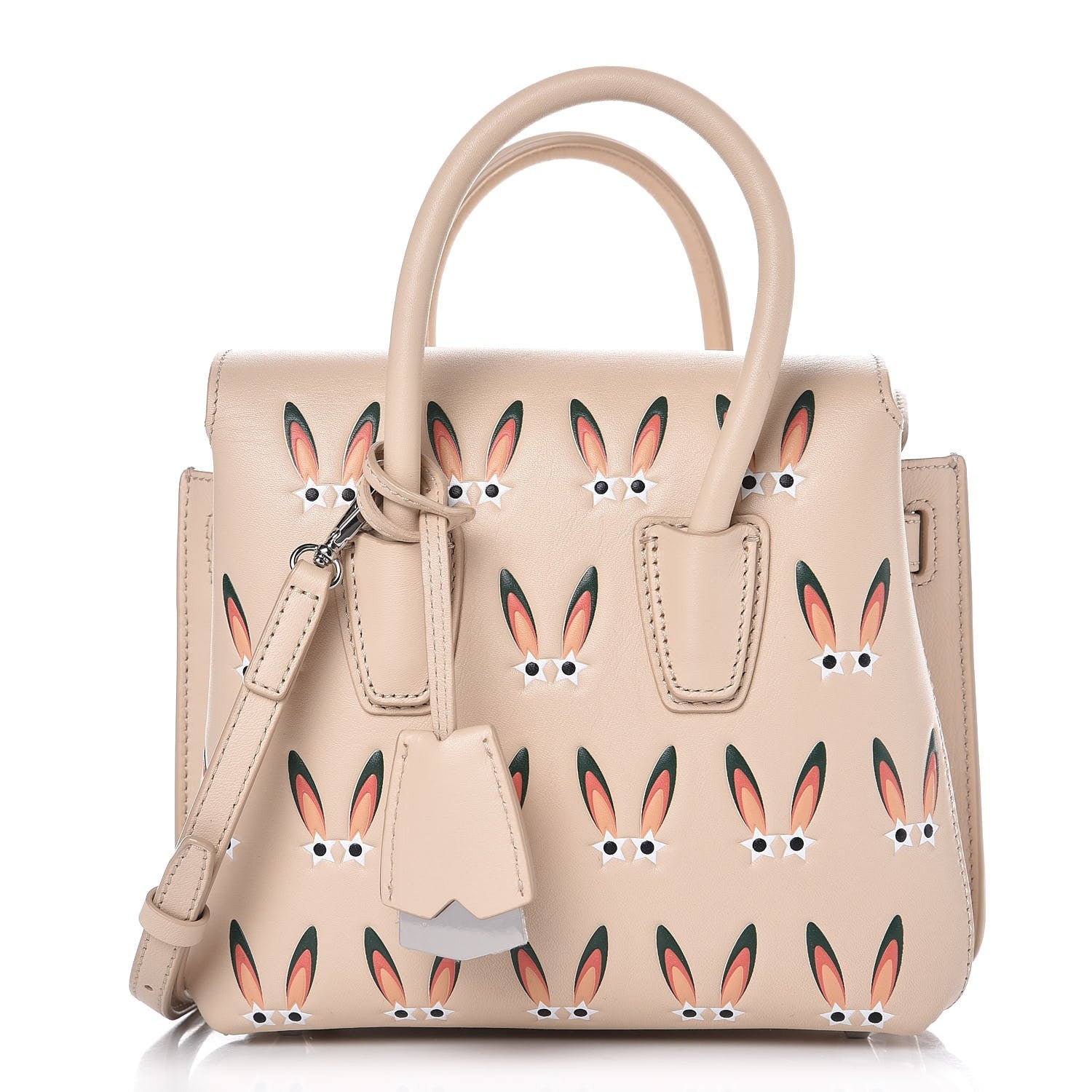 MCM Lambskin Star Eyed Bunny Mini Milla Tote Natural 1 of 27