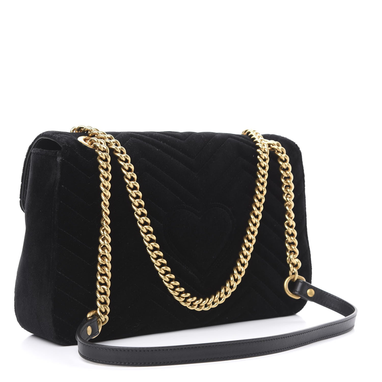 Gucci Velvet Matelasse Medium GG Marmont Shoulder Bag Black 3 of 12