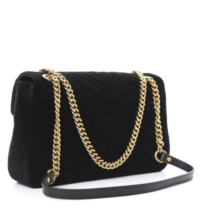 Gucci Velvet Matelasse Medium GG Marmont Shoulder Bag Black 3 of 12