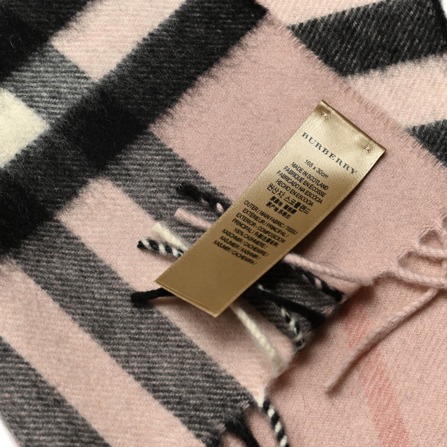 Burberry Cashmere Giant Heritage Check Fringe Scarf Ash Rose 4 of 4