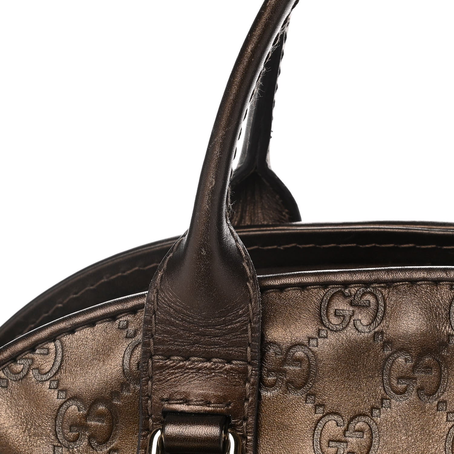 Gucci Metallic Guccissima Heart Bit Charm Dome Satchel Bronze 15 of 16