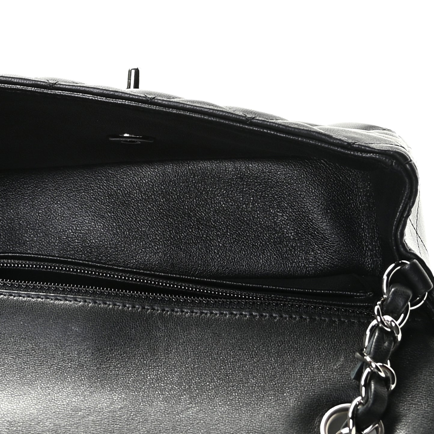Lambskin Quilted Mini Rectangular Flap Black
