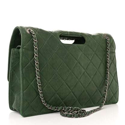 Chanel Washed Lambskin Quilted Maxi Take Away Flap Green 3 of 11