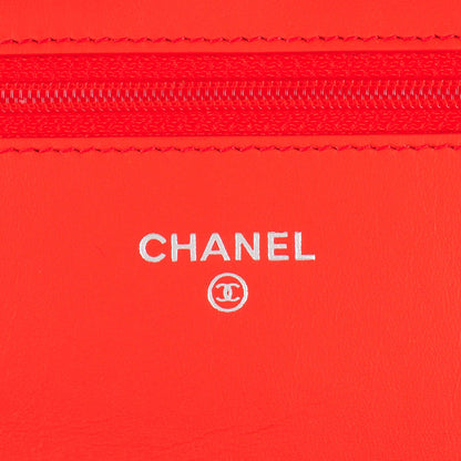 Chanel Patent Striped Wallet On Chain WOC Red 6 of 8