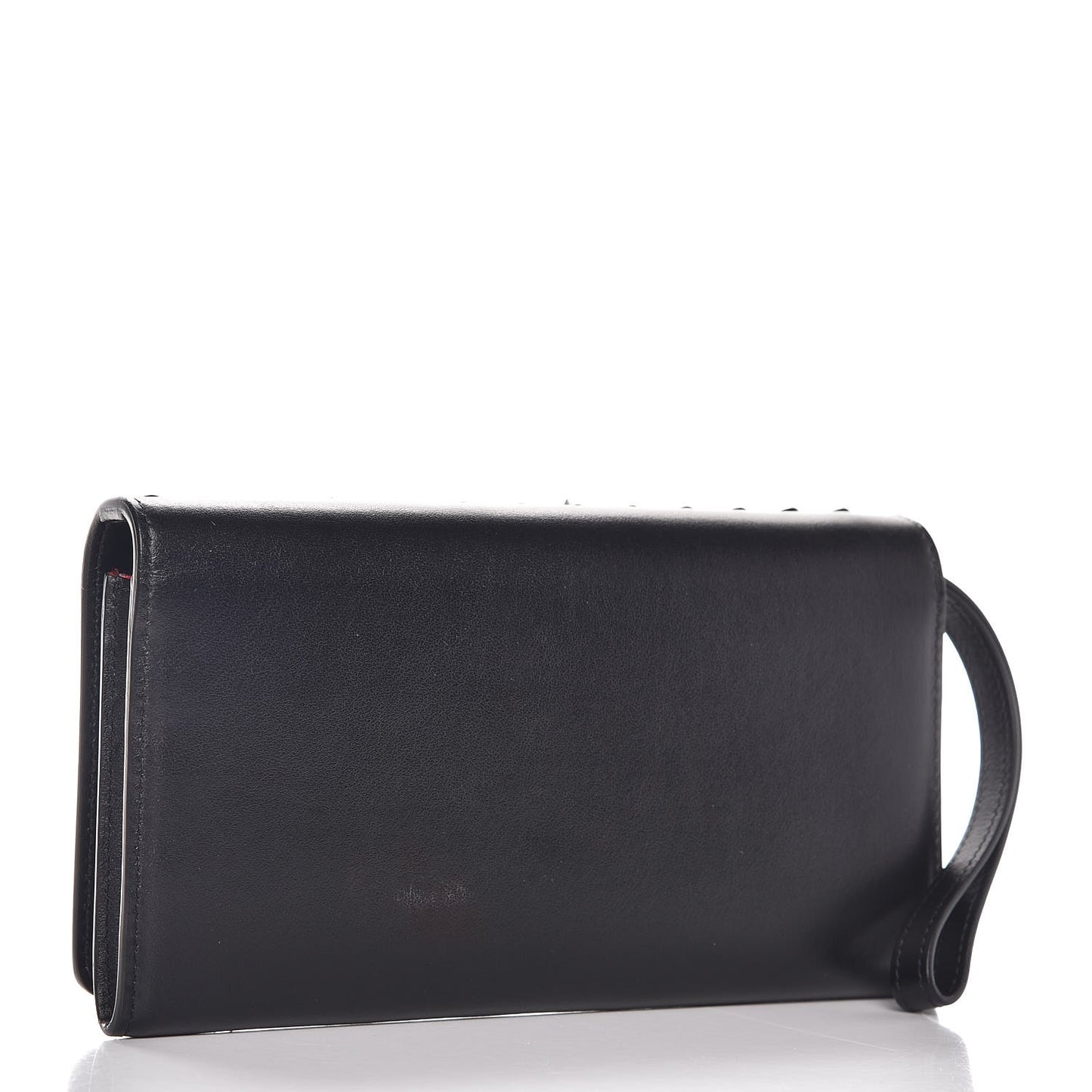 Calfskin Macaron Spiked Flap Wallet Black