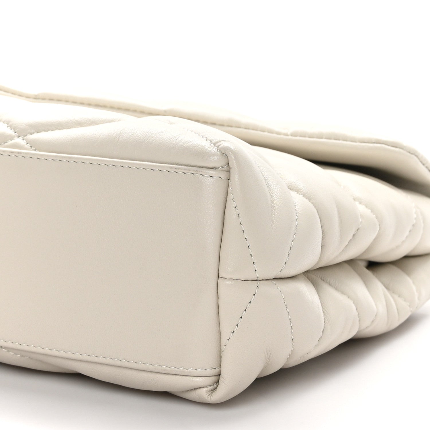 Saint Laurent SAINT LAURENT Lambskin Quilted Sade Puffer Envelope Clutch White 9 of 9