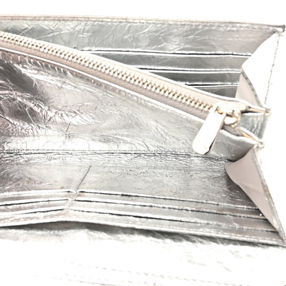 Christian Dior Metallic Crinkled Lambskin Diorama Croisiere Chain Wallet Silver 6 of 18