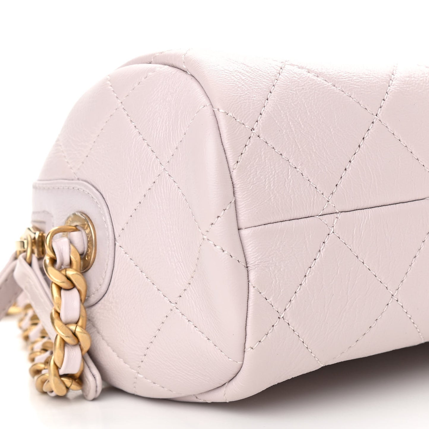 Shiny Lambskin Quilted Small Fashion Therapy Bowling Bag Lilac