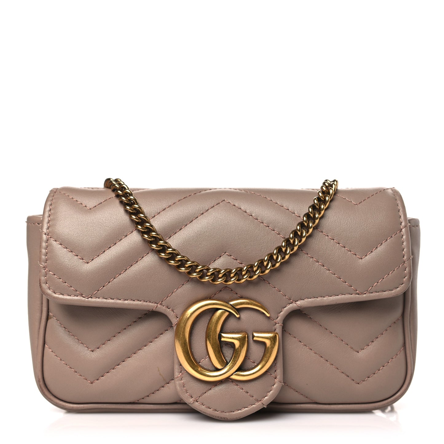 Calfskin Matelasse Super Mini GG Marmont Shoulder Bag Porcelain Rose
