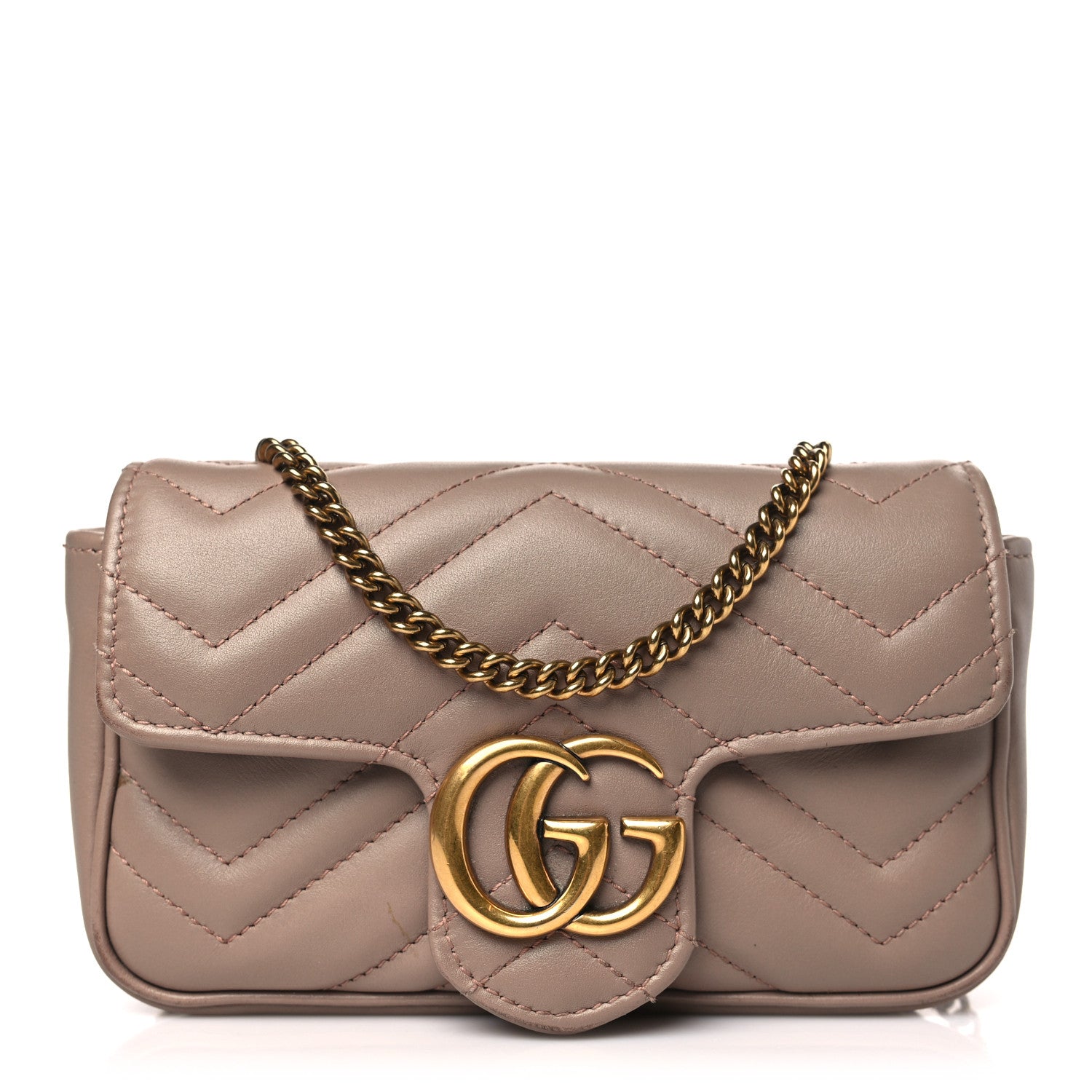 Gucci Calfskin Matelasse Super Mini GG Marmont Shoulder Bag Porcelain Rose 1 of 11