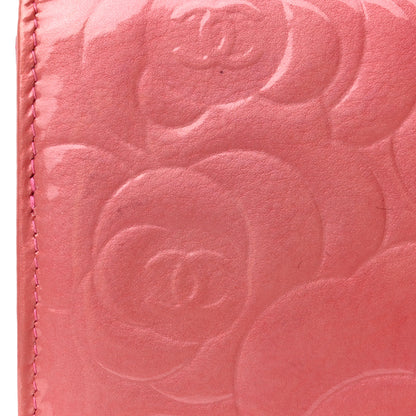 Chanel Patent Camellia Embossed Wallet on Chain WOC Rose 23 of 24