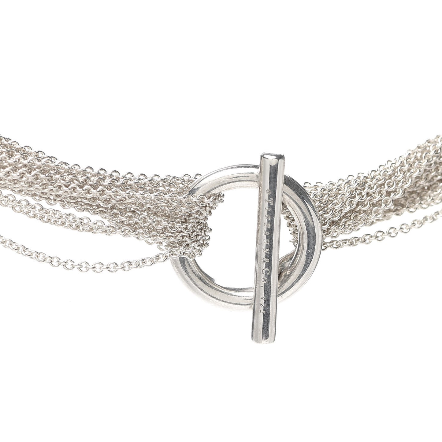 Sterling Silver Heart Multi Chain Toggle Necklace