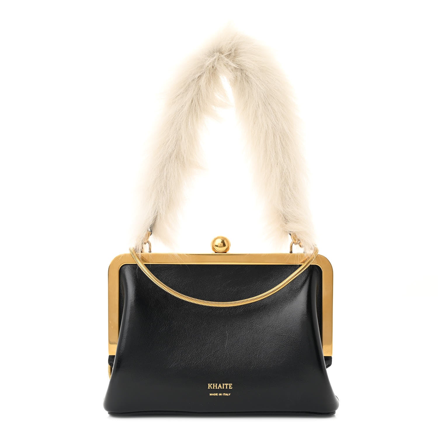 Khaite Crackle Patent Shearling Small Lilith Evening Bag Black 1 of 10